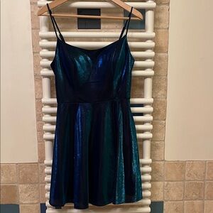 Shimmering Blue and Green Evening Dress